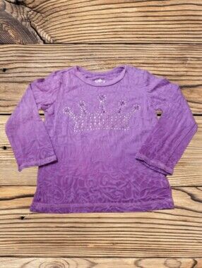 C. PLACE GIRLS PURPLE LONG SLEEVE BEADED FRONT TOP